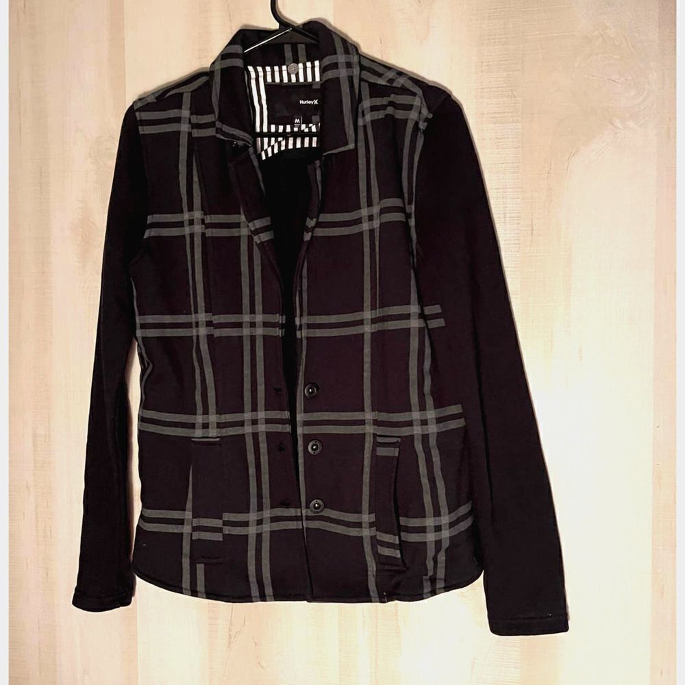 Hurley women's black and white patterned blazer jacket, size medium